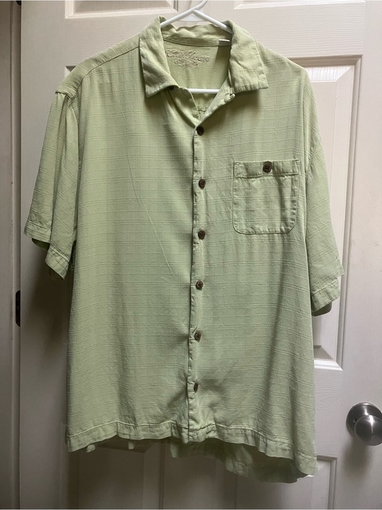 Carribean Silk Blend Other - Light Green Short-Sleeve Button-Down Shirt with Chest Pocket